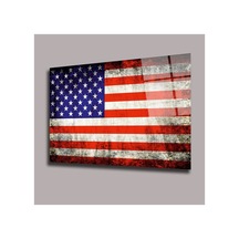 Amerika Bayrağı Karışık Cam Tablo Pct0614 Modern Dekorasyon Temalı Dekoratif Duvar Tablosu, Salon, Ev Ve Ofis Dekoru,