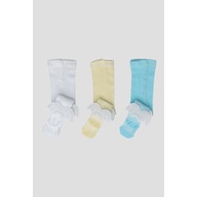 Defne Baby 3 Adet Kanat Aksesuarlı Pamuklu Kız Çocuk Ve Bebek Külotlu Çorap Mavi