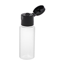 100 Adet - 20ml Boş Şeffaf Pet Şişe, Açmalı Kapaklı Plastik Şişe - Siyah Kapak