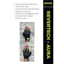 Revertech Aura Siyah - Neon / Yarım Parmak - Kaymaz Avuç İçi Özellikli Motosiklet Eldiveni Erkek