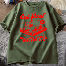 Flood Of Style Komik Kedi Loaf T-shirt Erkek Kadın Retro Tişörtleri Kedi Sevgilisi Grafik Tees Unisex Yaz Pa Yeşil