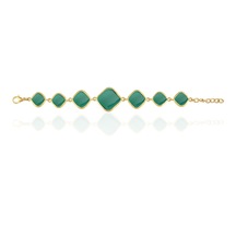 Kadir Jewellery 22 Ayar Altın Kaplama Zirkon Taşlı Ayarlanabilir Zincir Bileklik Ördek Yeşil