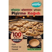 Smarter 100 Adet Ağartılmamış Hazır Kesilmiş Pişirme Kağıdı Airfryer 42x37cm Yapışmaz
