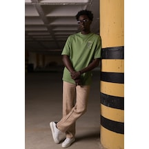 Bisiklet Yaka Lu Oversize Geniş Model T-Shirt Yeşil