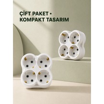 4 Lü Priz Çoğaltıcı 2 Adet Set Kablosuz Duvar Tipi Priz Çoklayıcı Adaptör Çok Renkli