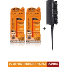 Fontenay Saç Şekillendirici Pudra Toz Wax Ultra Strong Turuncu 20gr X2 + 3043 Krepe Tarak'ı 3'lü Set