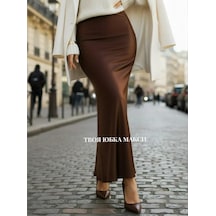 Lınesıde Lastikli Maxi Saten Etek Uzun 412399888 Kahverengi