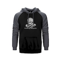 Breaking Benjamin We Are Not Alone Gri Renk Reglan Kol Kapşonlu Sweatshirt Gri
