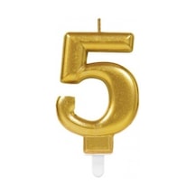 5 Rakamı Mum Gold Renk Çok Renkli
