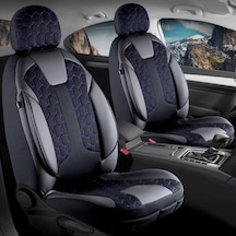 Tr Fiat Egea Sedan İle Uyumlu Lüx Deri Detaylı Oto Koltuk Kılıfı Ön Arka Takım Cyrus Siyah Mavi Genel