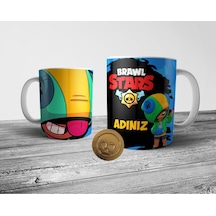 Brawl Stars Leon Kişiye Özel İsimli Kupa Bardak Ve Altın Coin Figür Seti Çok Renkli