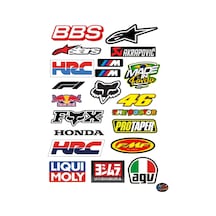 Race Legends Motosiklet Sticker Seti 21x30 Cm Yarış Logolu Oto Ve Kask Dekoratif Çıkartma