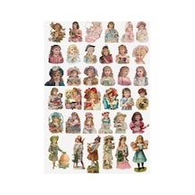 36 Adet Vintage Art Sanat Sticker Seti - Etiket Seti Çok Renkli