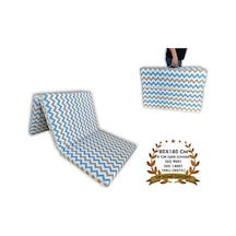 Katlanır Yer Yatağı Ve Tek Kişilik Sünger Katlanır Minder Yatak 80x180 Cm 6 Cm Mavi Gri Zikzak