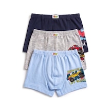 Öts Erkek Çocuk 3 Lü Pamuklu Boxer Baskılı Ergonomik Tasarım 7396-3 Renkli