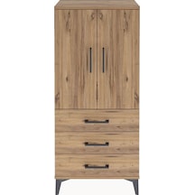 Arges Dolap 3 Raflı 3 Çekmeceli 2 Kapaklı 60x30x134 Çam-çam Çam