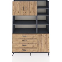 Hyperion Dolap 9 Raflı 4 Çekmeceli 3 Kapaklı 132x44x195 Antrasit-çam/çam Atlas Çam/atlas Çam