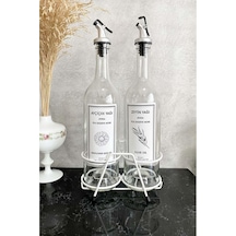 Jenisa Beyaz Standlı Akıtıcılı Şeffaf 750 Ml Beyaz Etiketli Yağlık Yağdanlık Sku: Smg8690010581495 Açık Gri