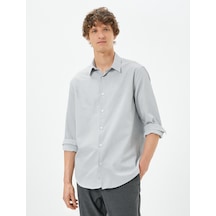 Koton Basic Gömlek Klasik Yaka Minimal Desenli Düğmeli Non Iron Beyaz Desenli 4wam60024hw 4WAM60024HW0D0 Beyaz