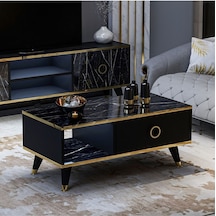 Sophia Orta Sehpa - Siyah / Mermer Siyah