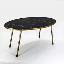 Orta Sehpa Elips Altın Metal Ayak Bendir Altın Çok Renkli