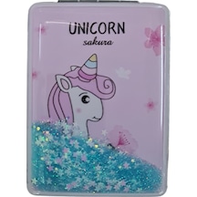 Gigi Panda Turkuaz Pullu Unicorn Sakura Sulu Katlanır Dikdörtgen Makyaj Aynası