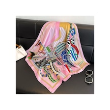 Inno 70x70 Cm Premium Saten Desenli Fular Metalik