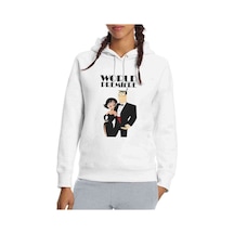 Samurai Jack Baskılı Beyaz Kadın Kapşonlu Sweatshirt (534772256)