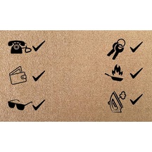 Kaymaz Tabanlı Baskılı Şık Kapı Önü Paspası 45x70 Cm Coco Hasır Görünümlü Velür Paspas, Dökülme Ve Koku Diğer