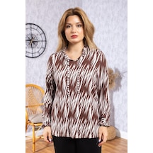 Mutlu City Kadın Yeni Model Yüksek Kalite Orta Yaş Anne Penye Bluz 6535 Kahve Rengi