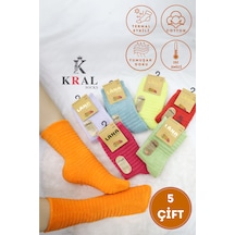 Kral Socks Kadın Uzun Ters Havlu 5 Çift Termal Etkili Kışlık Çorap Seti ASORTİ