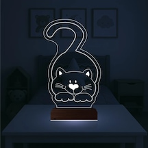 Luvivia Kedi Kedicik Çocuk Odası 3d Lamba - Masa Gece Lambası Şeffaf