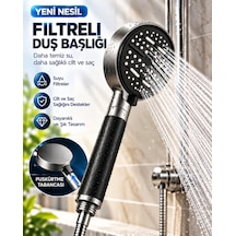 Modern Tasarımlı 6 Modlu Filtreli Duş Başlığı Büyük Panel Metalik Siyah Duş Aparatı - Bayi Depom Diğer