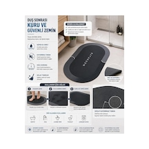 Sihirli Banyo Paspası 38x58 Cm Süper Su Emici, Kaydırmaz Ve Hızlı Kuruyan Oval Antrasit