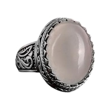 El Yapımı Cabochon Doğal Akuamarin Taşı Yüzük - Sakin 925 Ayar Katı Gümüş Erkek Yüzük - Şeffaflık Ve Sakinlik Tasarımı Gümüş