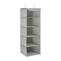 Asılı Raf, Elbise Dolabı Düzenleyici, Askılı Muhafaza, Kıyafetler İçin, Yer Tasarrufu Sağlar Ve Katlanabilir, Metal Kanca, Bambu Eklentiler, Keten Benzeri Doku, Açık Gri Rch005w01
