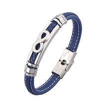 Yeni Moda Deri Bileklik Çelik Hediye Erkek El Charm Takı Erkek Bileklik El Yapımı Takı Bb1042 Mavi