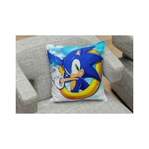 Sonic Mavi Desenli Kare Yastık Kılıfı Cok Renklı