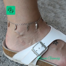 Sallantılı Taşsız Halhal Gümüş