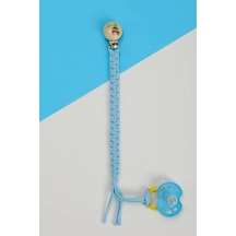 E&f Store El Örmesi Doğal Ahşap Emzik Askısı - Fil - Bebe Mavi Bebek Mavisi
