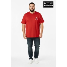 Superlife Erkek Büyük Beden A Baskılı 3xl-6xl Bisiklet Yaka Tshırt Spr26bts510-12 Kırmızı