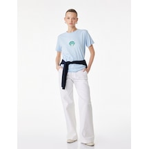 Koton Regular Fit Kısa Kollu Bisiklet Yaka Pamuklu Deniz Kabuğu Baskılı Tişört Mavi 6sak50072ek