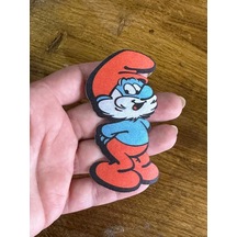 8x4 Cm Ütü İle Yapışan Saten Şirin Baba Arma Dikiş Aplike
