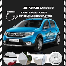 Dacia Sandero Oto Araç Kapı Koruma Fitili 5 Metre Parlak Beyaz Renk