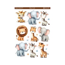 1 Adet Sevimli Hayvanlar Temalı Sticker 12x17 Cm Scrapbook, Bullet Journal, Planlayıcı İçin Diğer