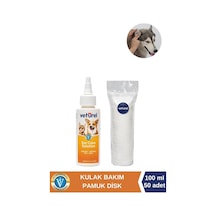Veturel Köpek Kulak Temizleme Solüsyon Kir Enfeksiyon Kaşıntı Koku Kulak Uyuzu 100 ML + Disk Pamuk 50'li