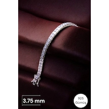 Modagümüşevi 925 Ayar Gümüş Su Yolu Kadın Bileklik Kare Kesim 3.75 Mm