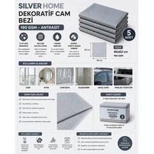 Silver Home 190 Gsm 40x63 Cm Dekoratif Cam Bezi-antrasit X 5 Adet Çok Renkli