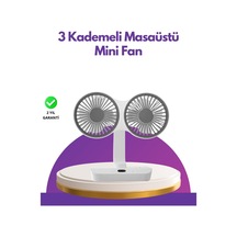 4 Kademeli Hız Ayarlı Usb Şarjlı Çift Taraflı Masaüstü Vantilatör - Verah18726-7308 Renkli