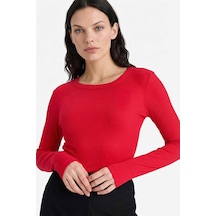 Defacto Slim Fit Basic Kırmızı Kadın Uzun Kollu T-shirt E5767ax/rd286 Kırmızı